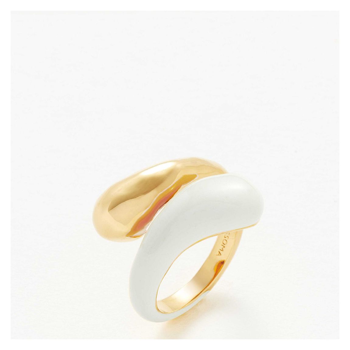 Gold Squiggle Two Tone Enamel Crossover Ring main product photo