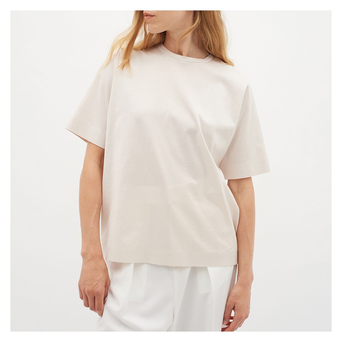 Ecru Boxy Luxe Base Tee main product photo