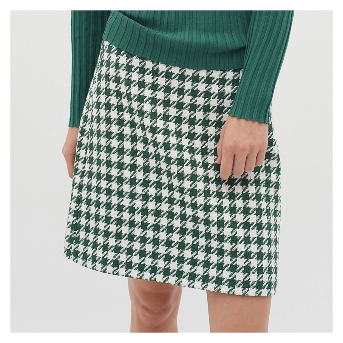 Hunter Green Theia Houndstooth Mini Skirt main product photo