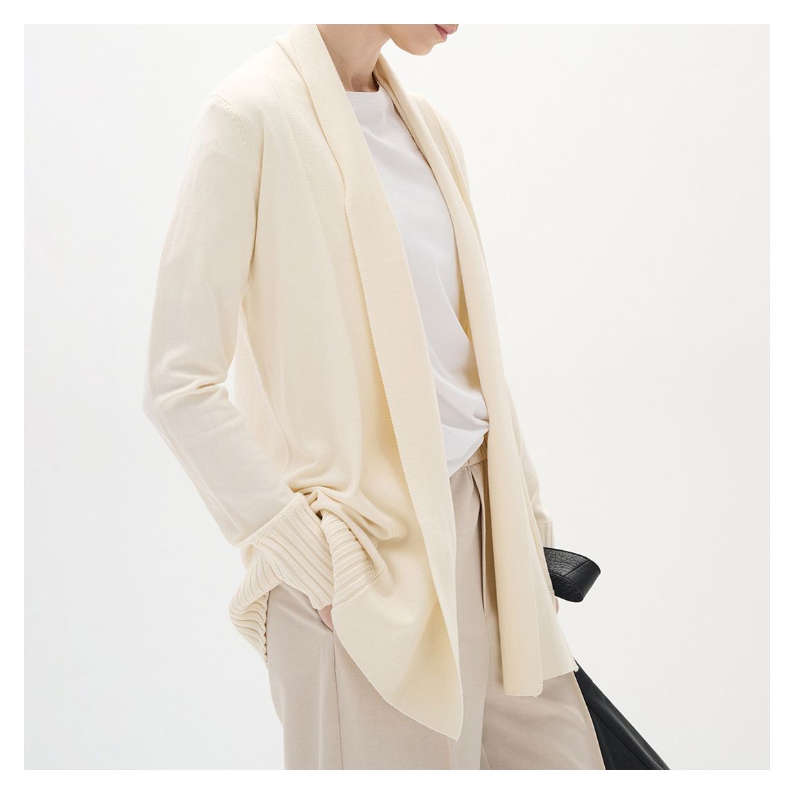 Ecru Midley Drape Cardigan main product photo