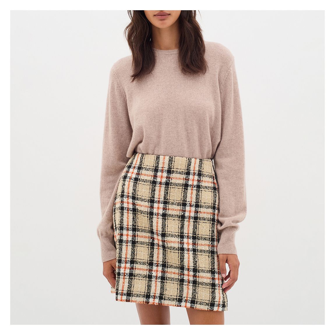 Cream Check Skirt main product photo