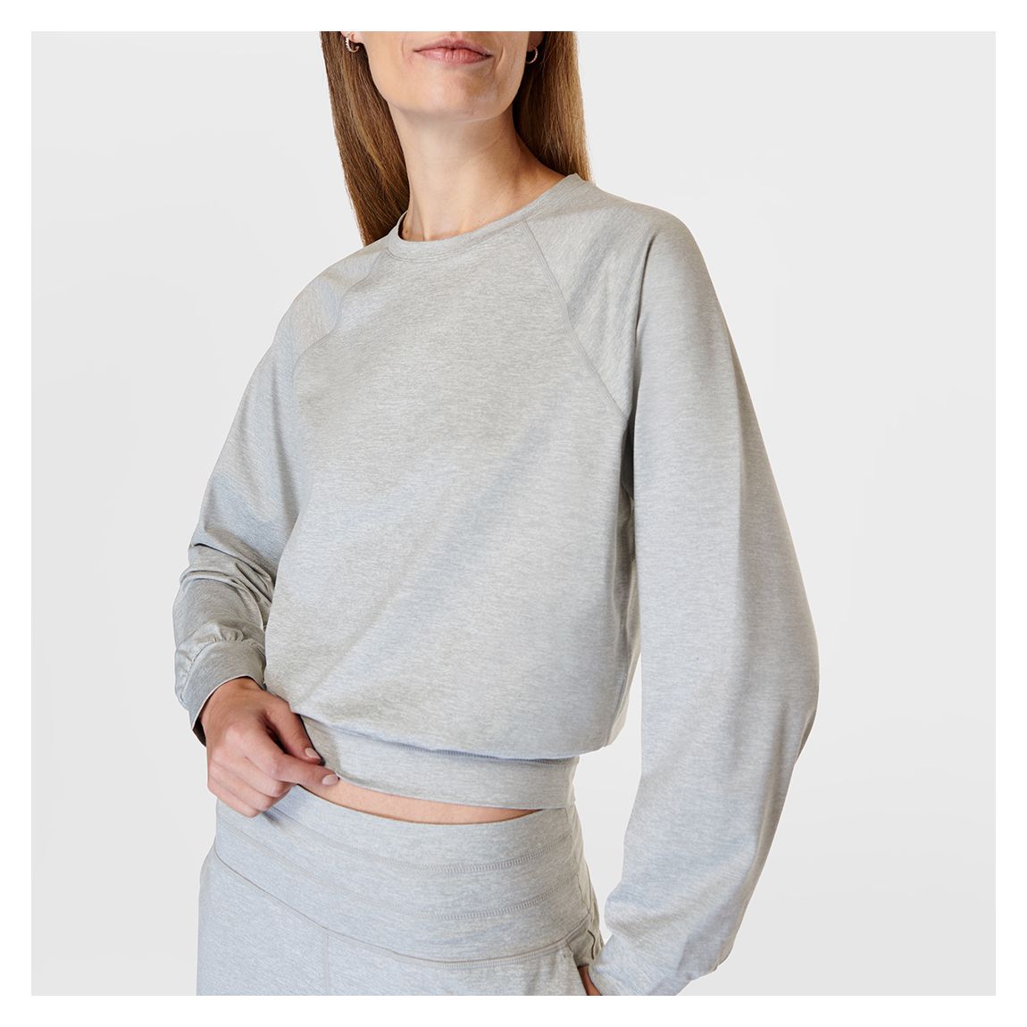 Gaia Yoga Long Sleeve Top - Light Grey Marl main product photo