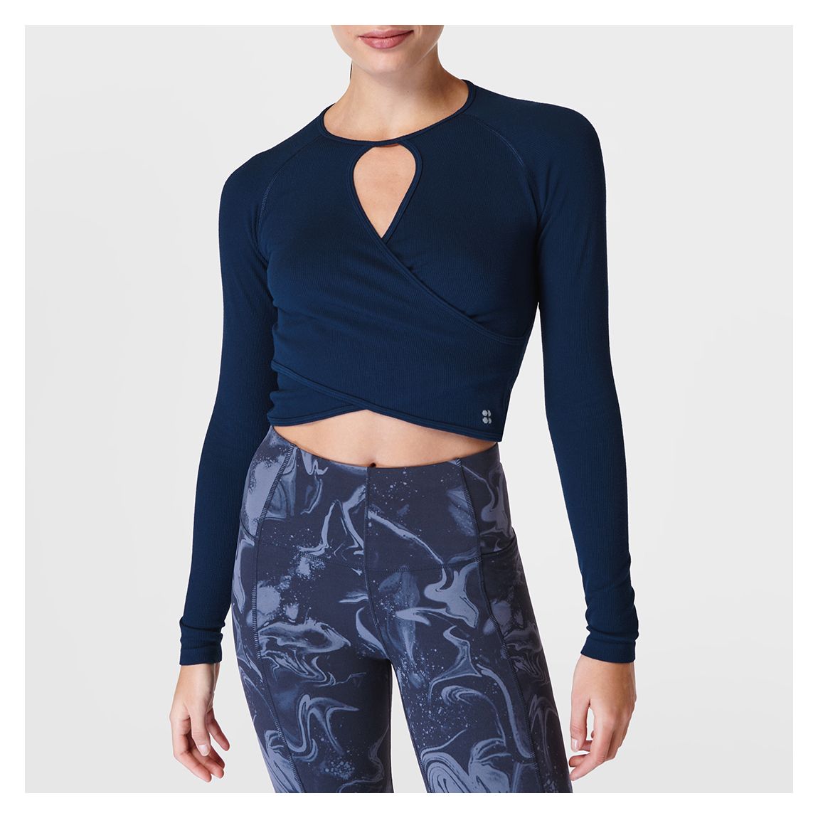 Mindful Flex Wrap Long Sleeve Top - Navy Blue main product photo