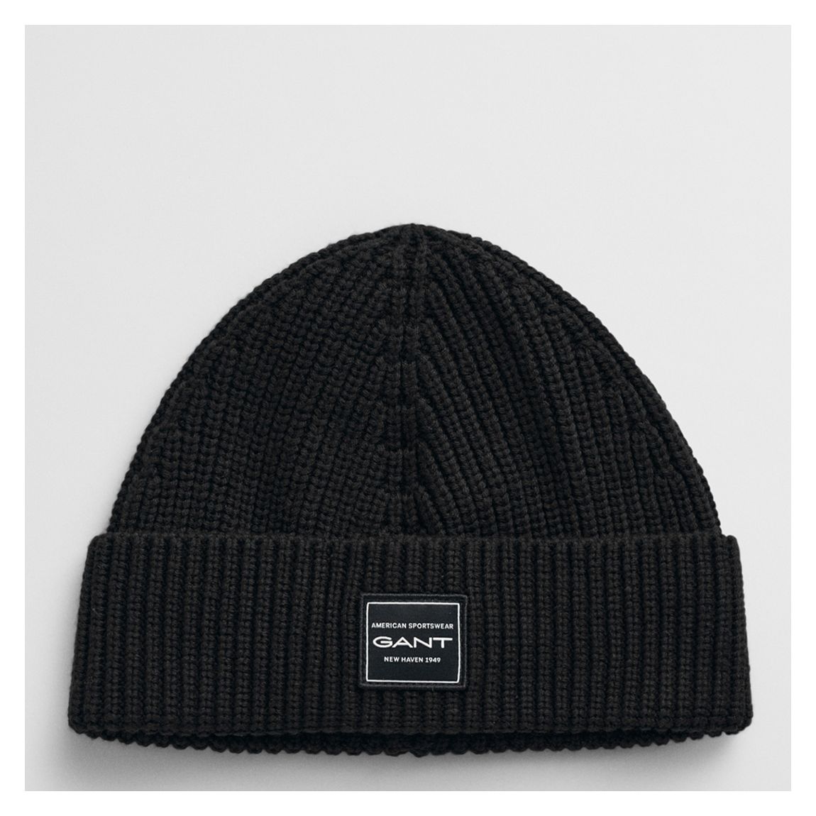 Black Cotton Ribbed Beanie main product photo