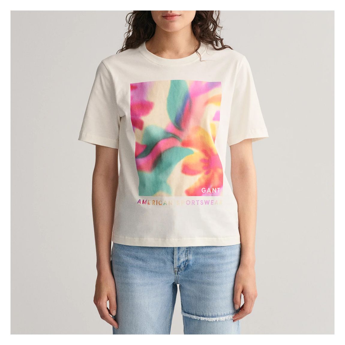 White Relaxed Floral Graphic T-Shirt main product photo