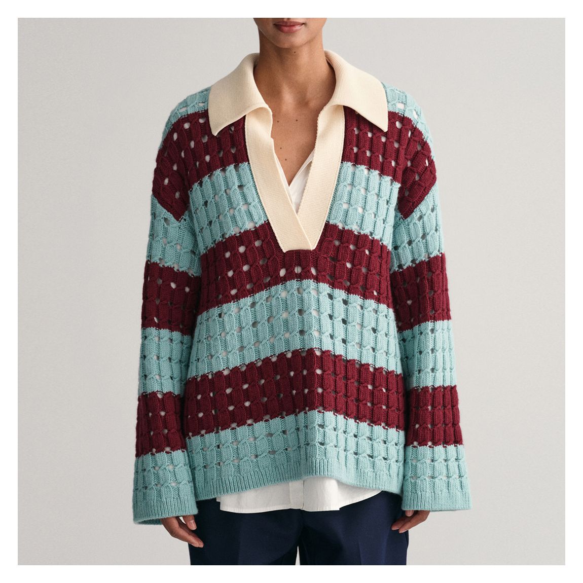 Blue Oversized Barstripe Texture Rugger main product photo