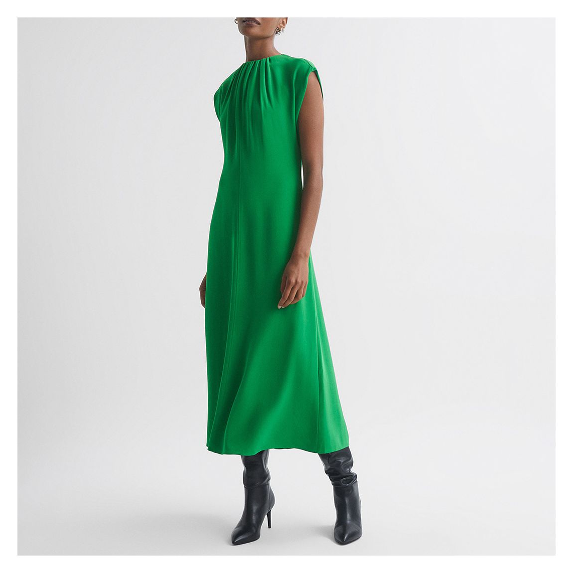 Neon Green Fluted Mini Dress main product photo