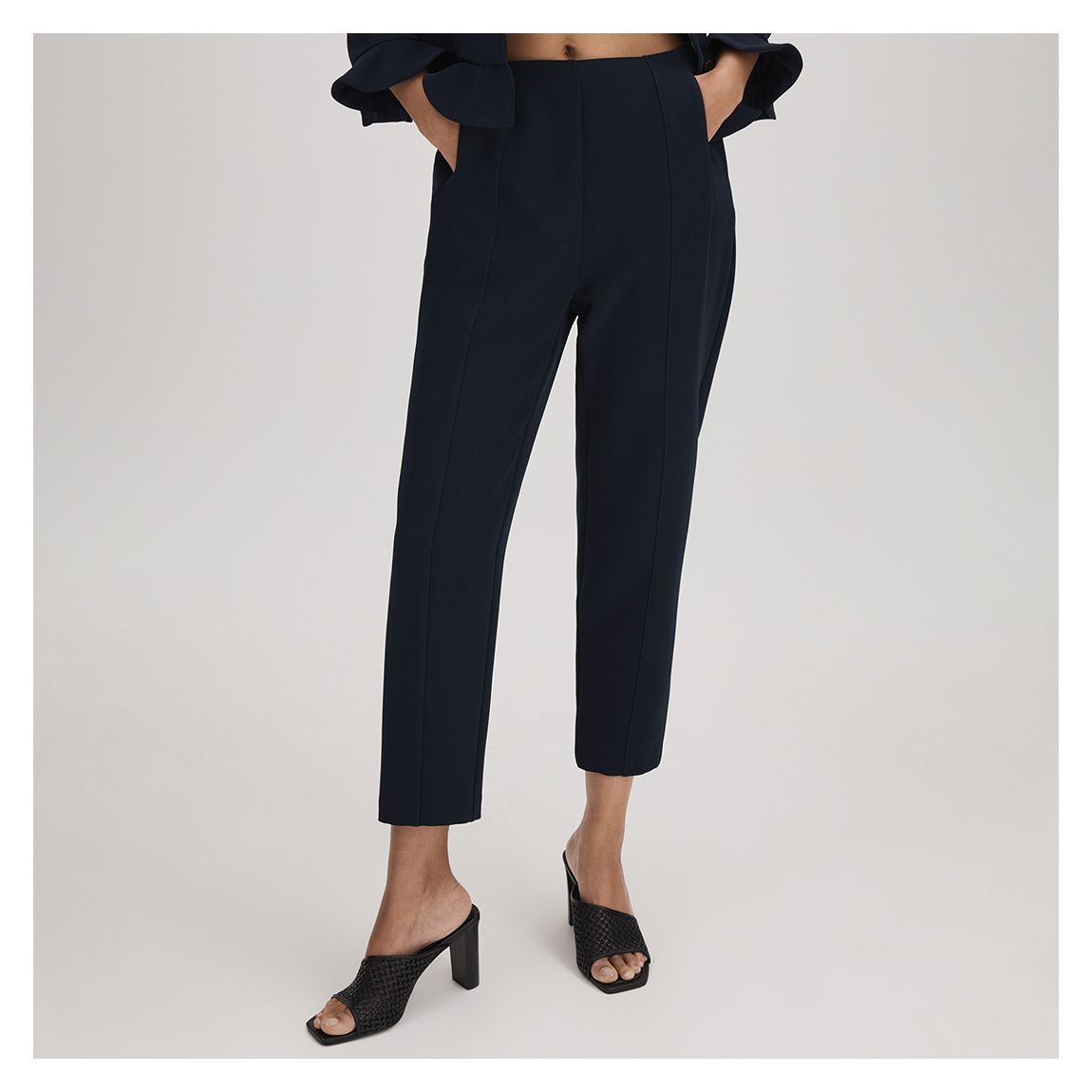 Navy Crop Tapered Trousers main product photo
