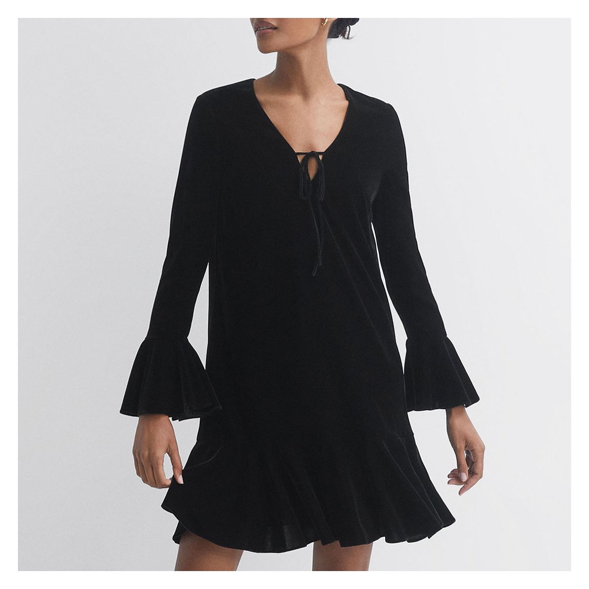 Black Velvet Peplum Mini Dress main product photo