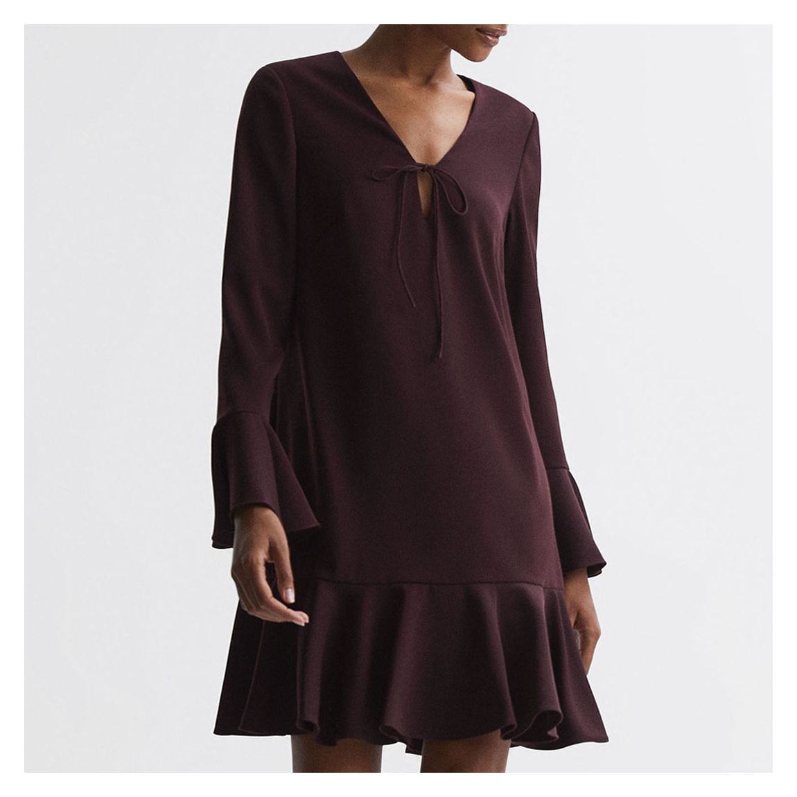 Burgundy Peplum Mini Dress main product photo