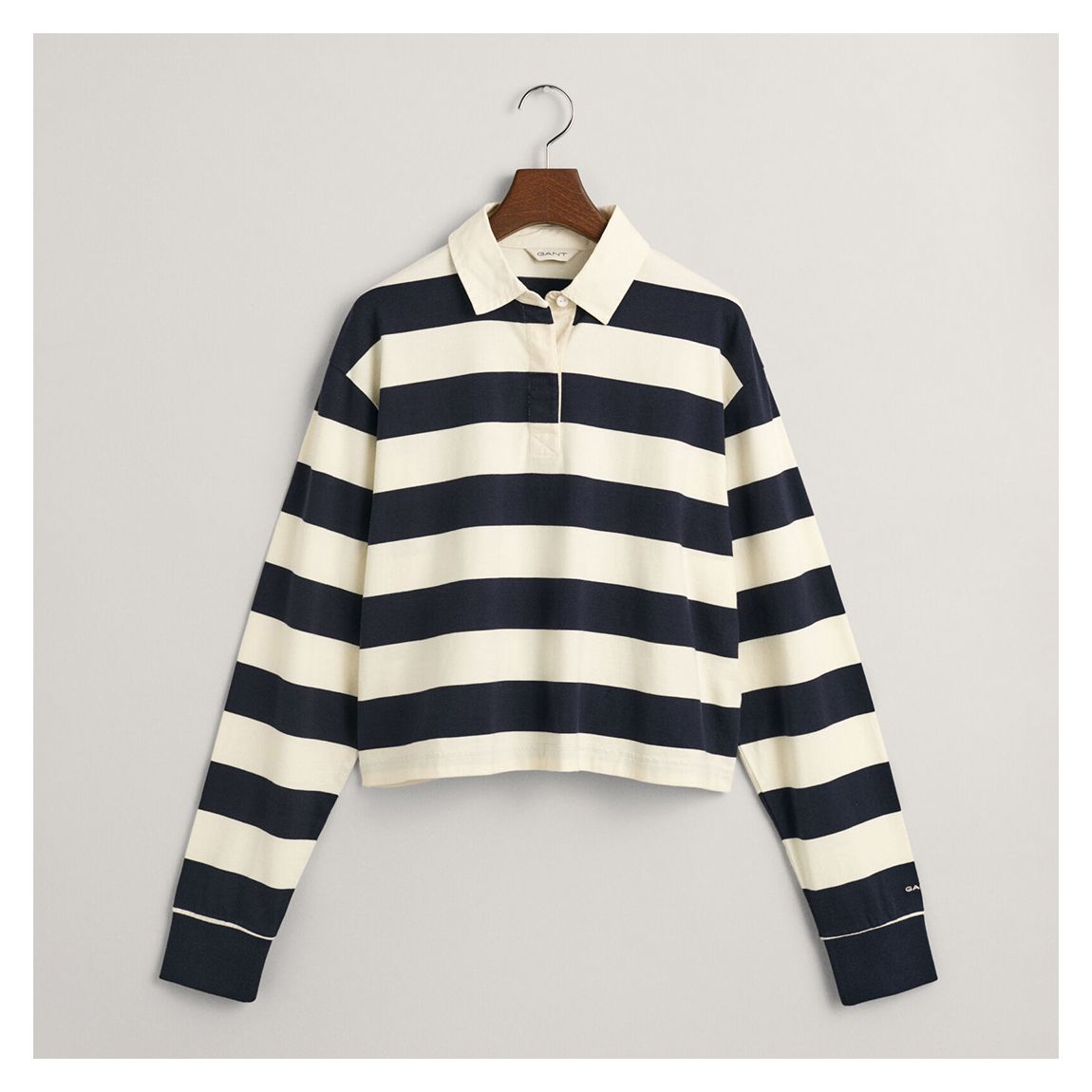 Teen's Blue and White Striped Cropped Rugger main product photo