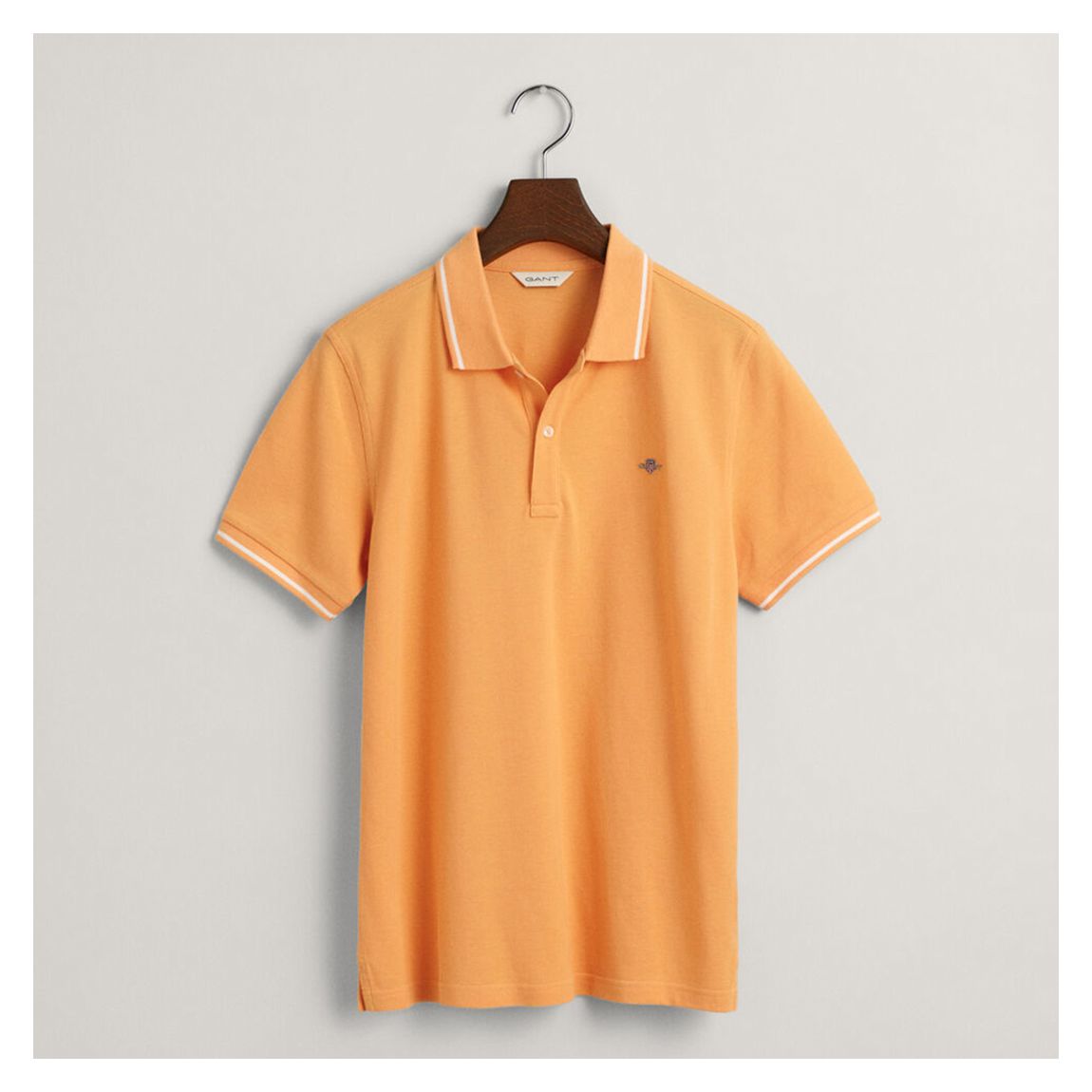 Orange Embroided Shield Pique Cotton Polo Shirt main product photo