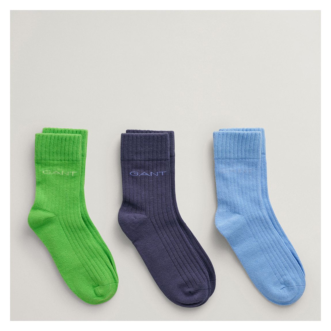 Green Tonal 3-Pack Ribbed Logo Socks main product photo