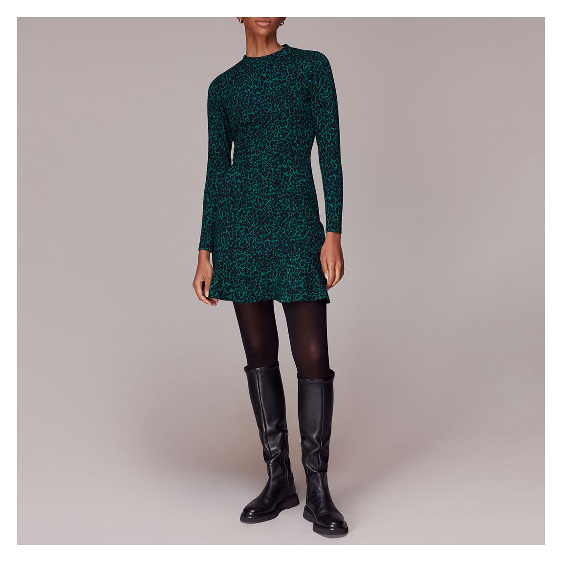 Teal/Black Forest Leopard Jacquard Dress main product photo