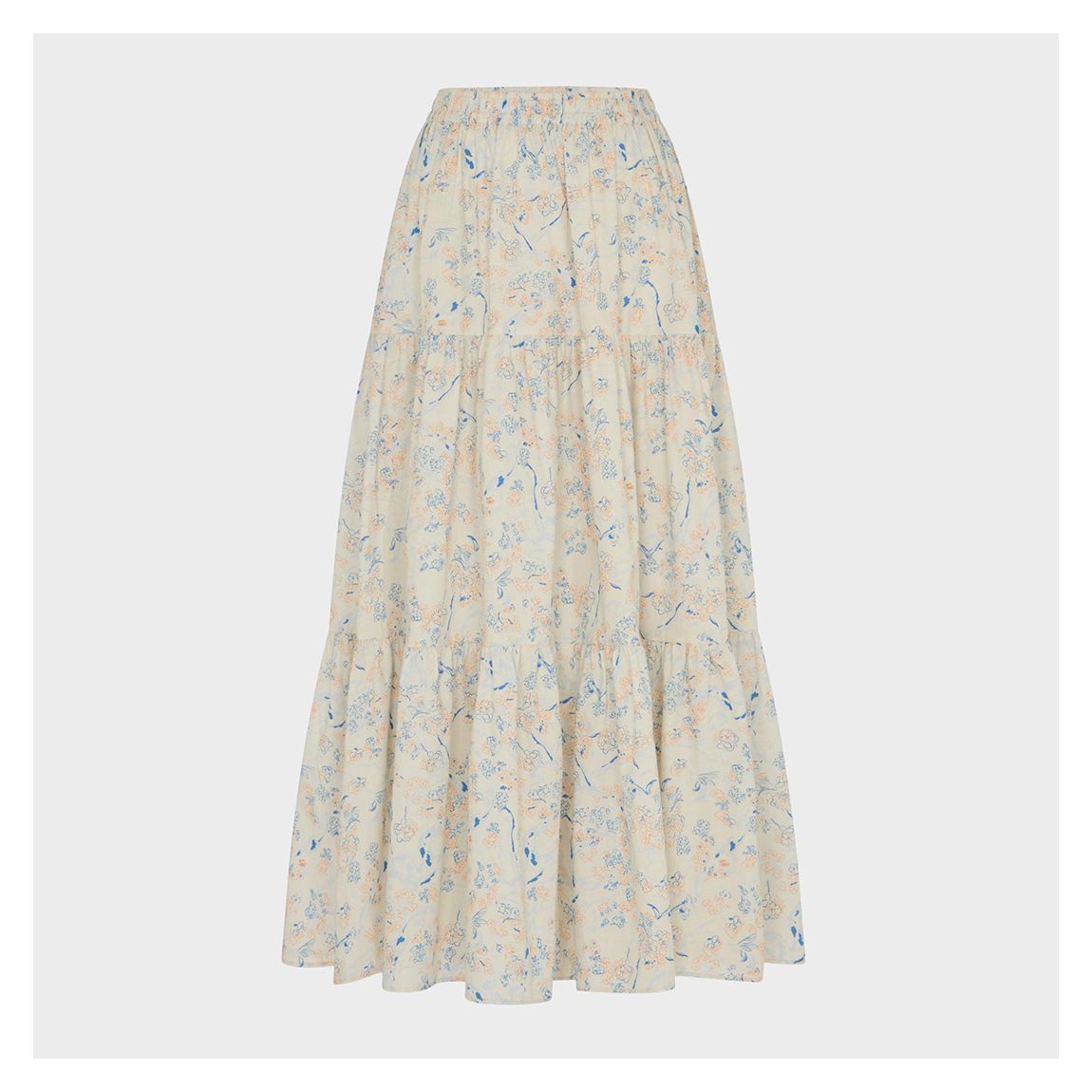 Ivory Denny Printed Tiered Skirt main product photo