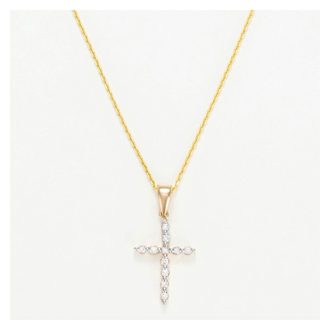 Yellow Gold Brillante Cross Pendant Necklace main product photo