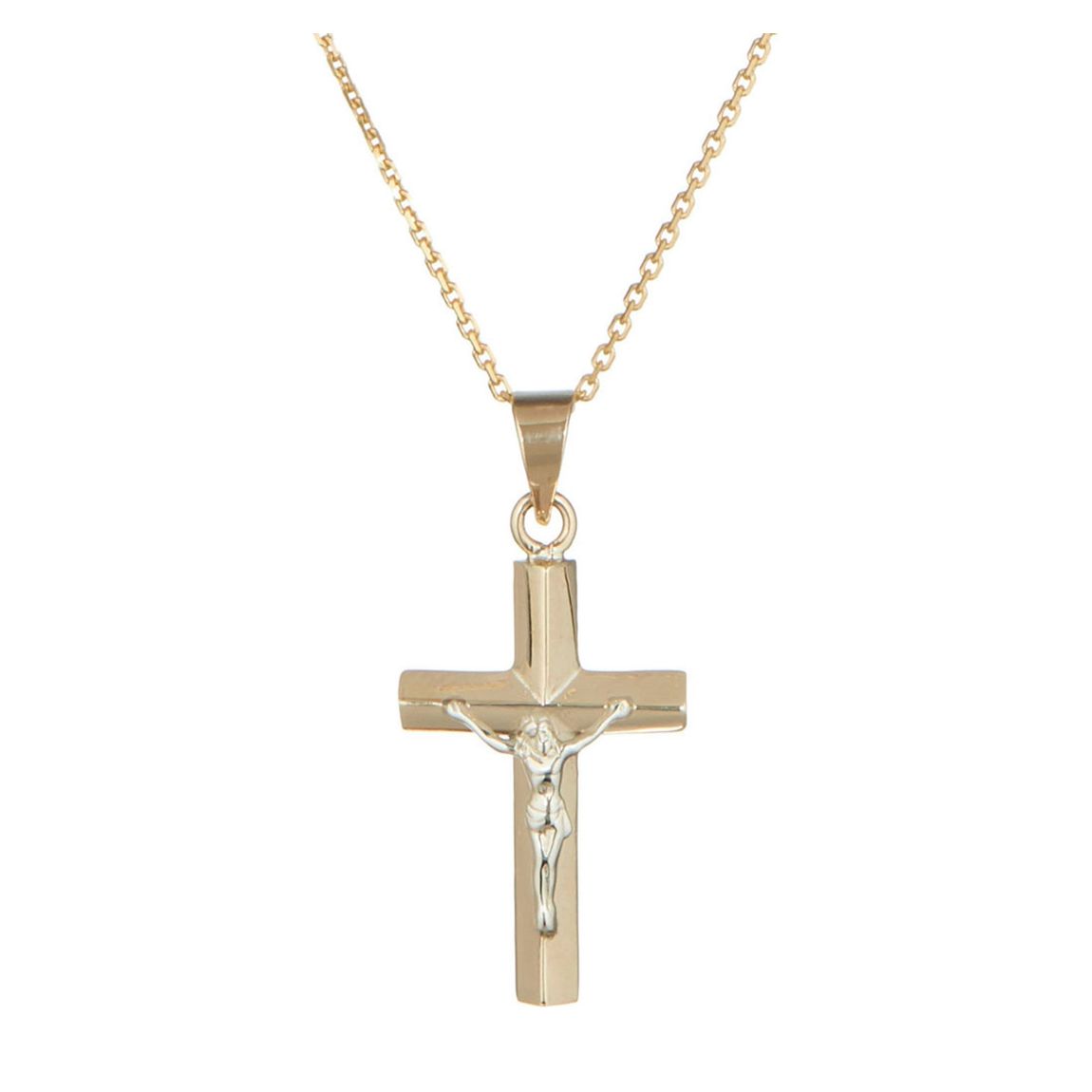 Yellow Gold Jesus Cross Pendant Necklace main product photo
