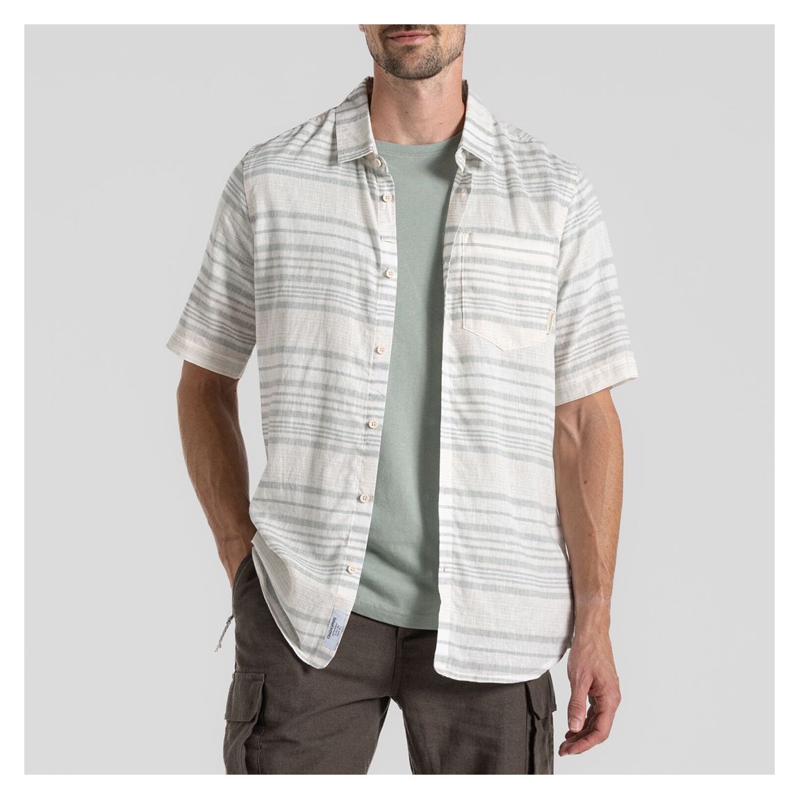 Light Green Check Cartwright Linen Blend Shirt main product photo