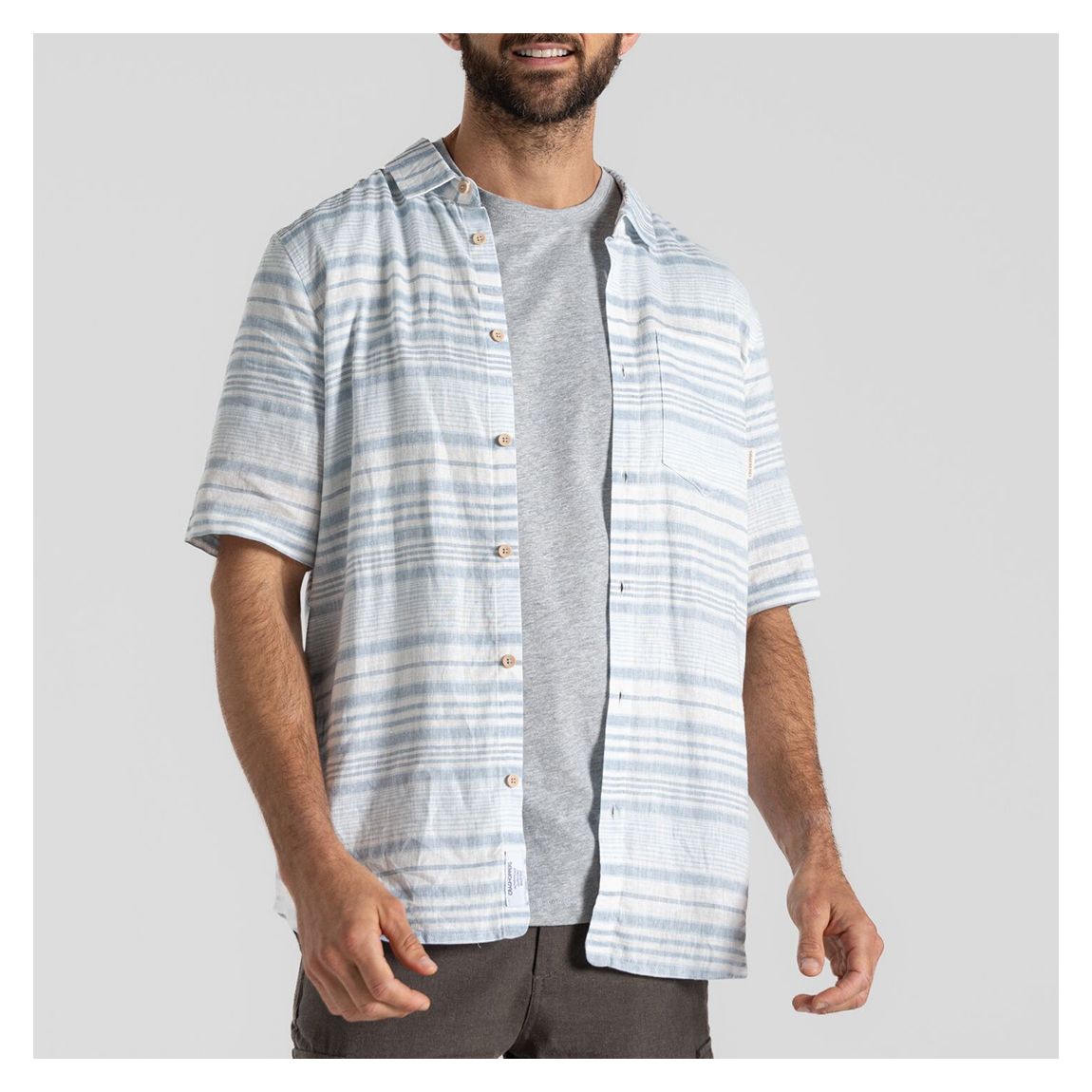 Light Blue Check Cartwright Linen Blend Shirt main product photo