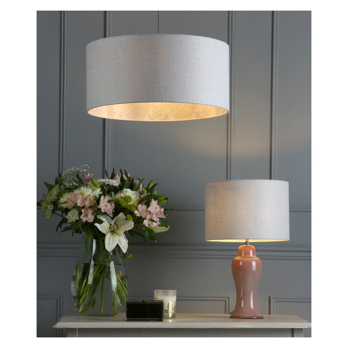 Hazelton 12" Shade Silver With Pink Inner main product photo