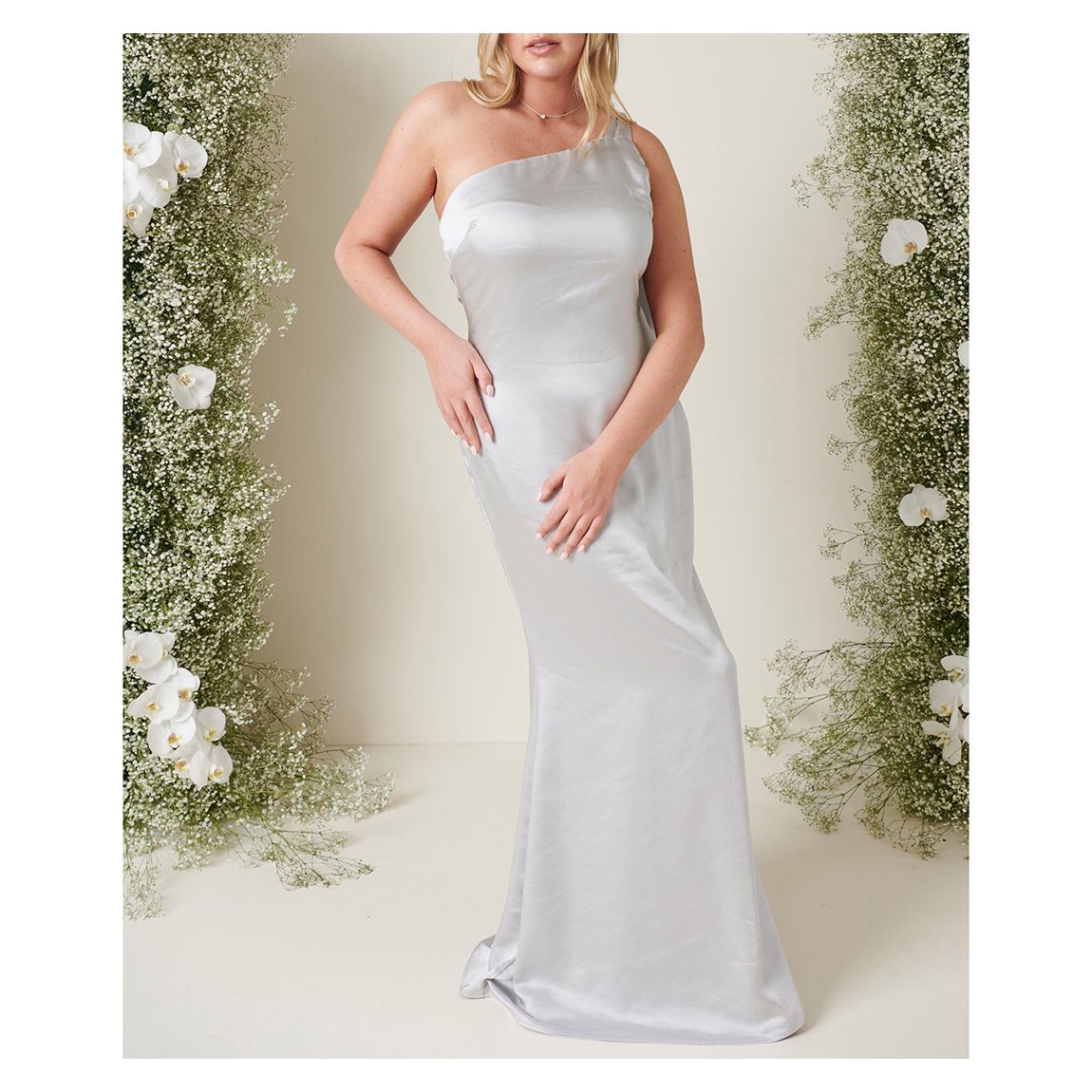 Silver Amelia Tie Maxi Bridesmaid Dress main product photo
