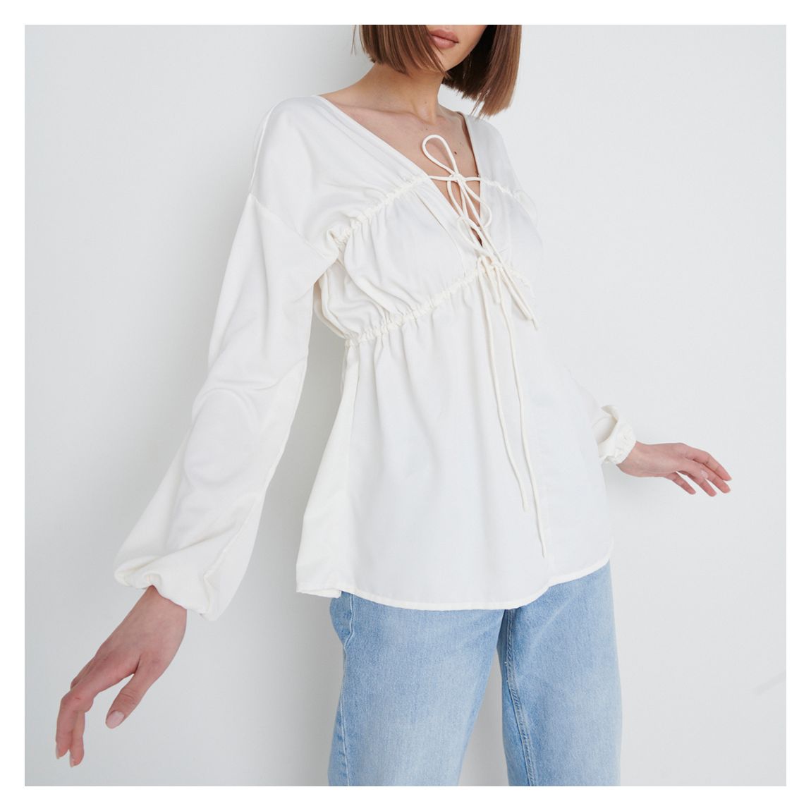 White Ottilie Tie Blouse main product photo