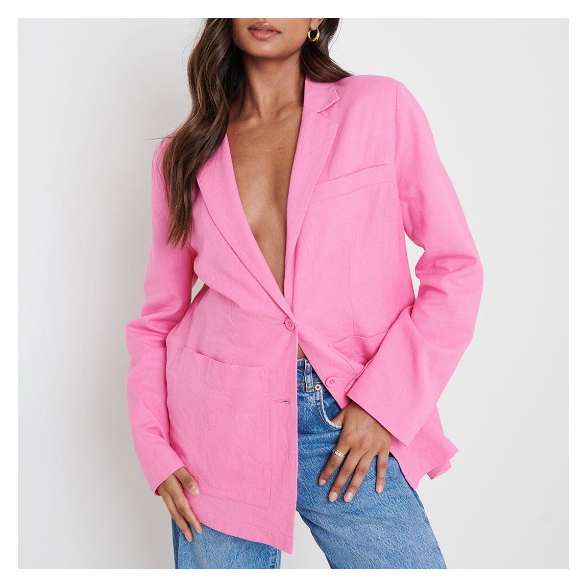 Pink Dylan Dad Linen Blazer main product photo