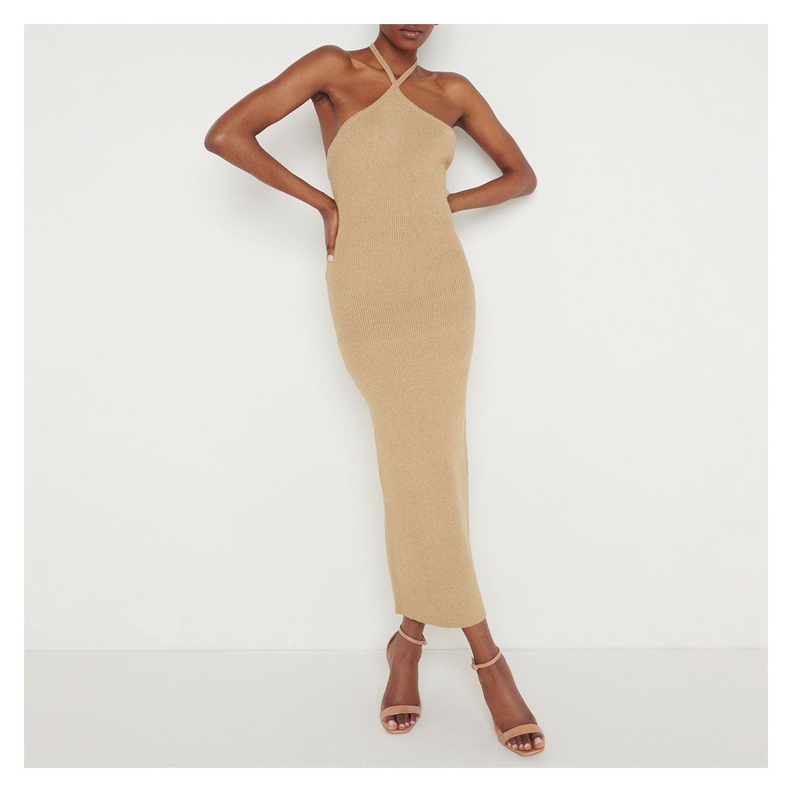 Beige Khloe Knit Midaxi Dress main product photo