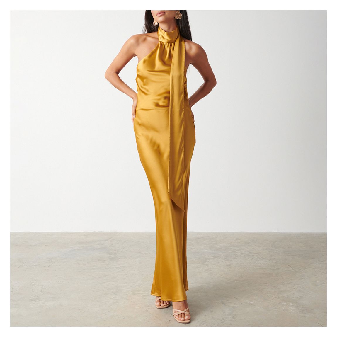 Gold Chloe Scarf Maxi Dress main product photo