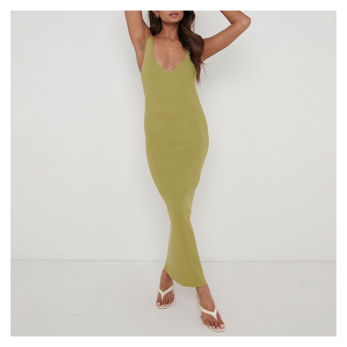 Olive Lara Ribbed Midaxi Dress main product photo