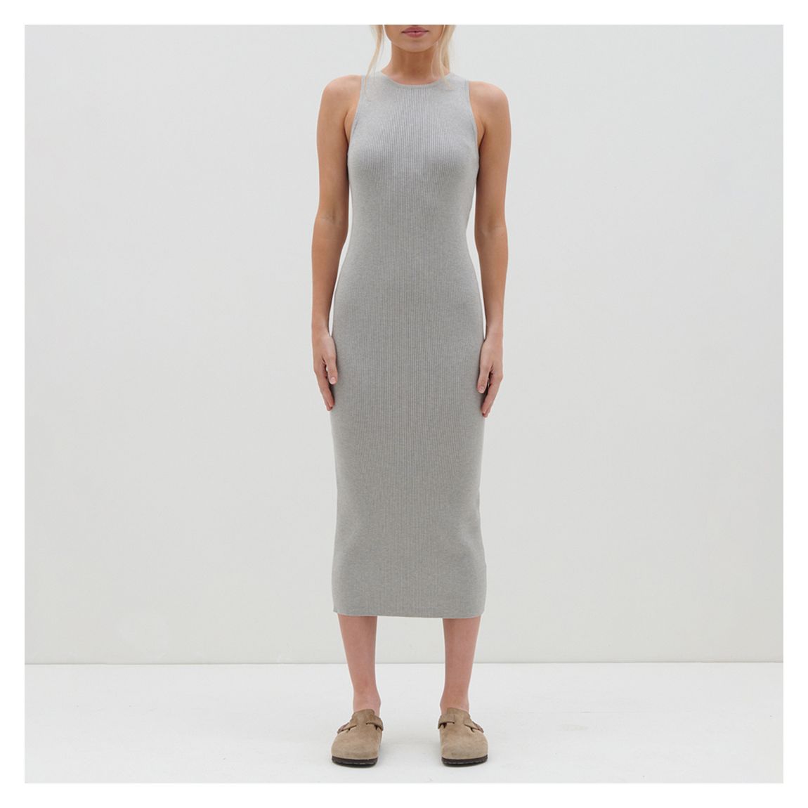 Grey Billie Midi Ribbed Racer Dress main product photo