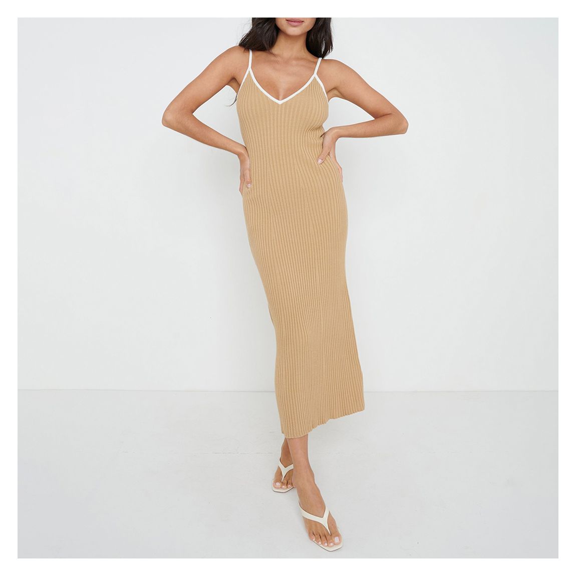 Camel Lorin Contrast Strap Knit Dress main product photo