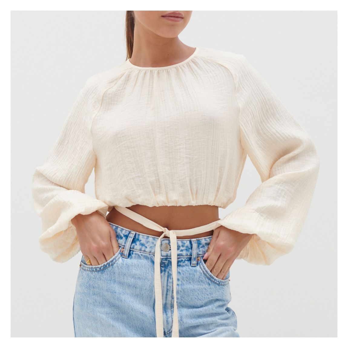 Ecru Jesse Balloon Sleeve Blouse main product photo