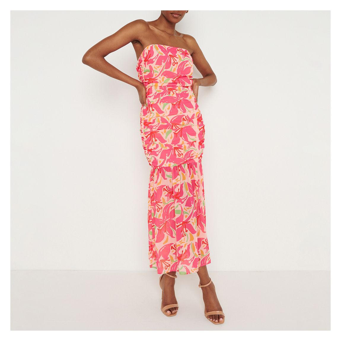 Pink Marlee Printed Floaty Midaxi Dress main product photo