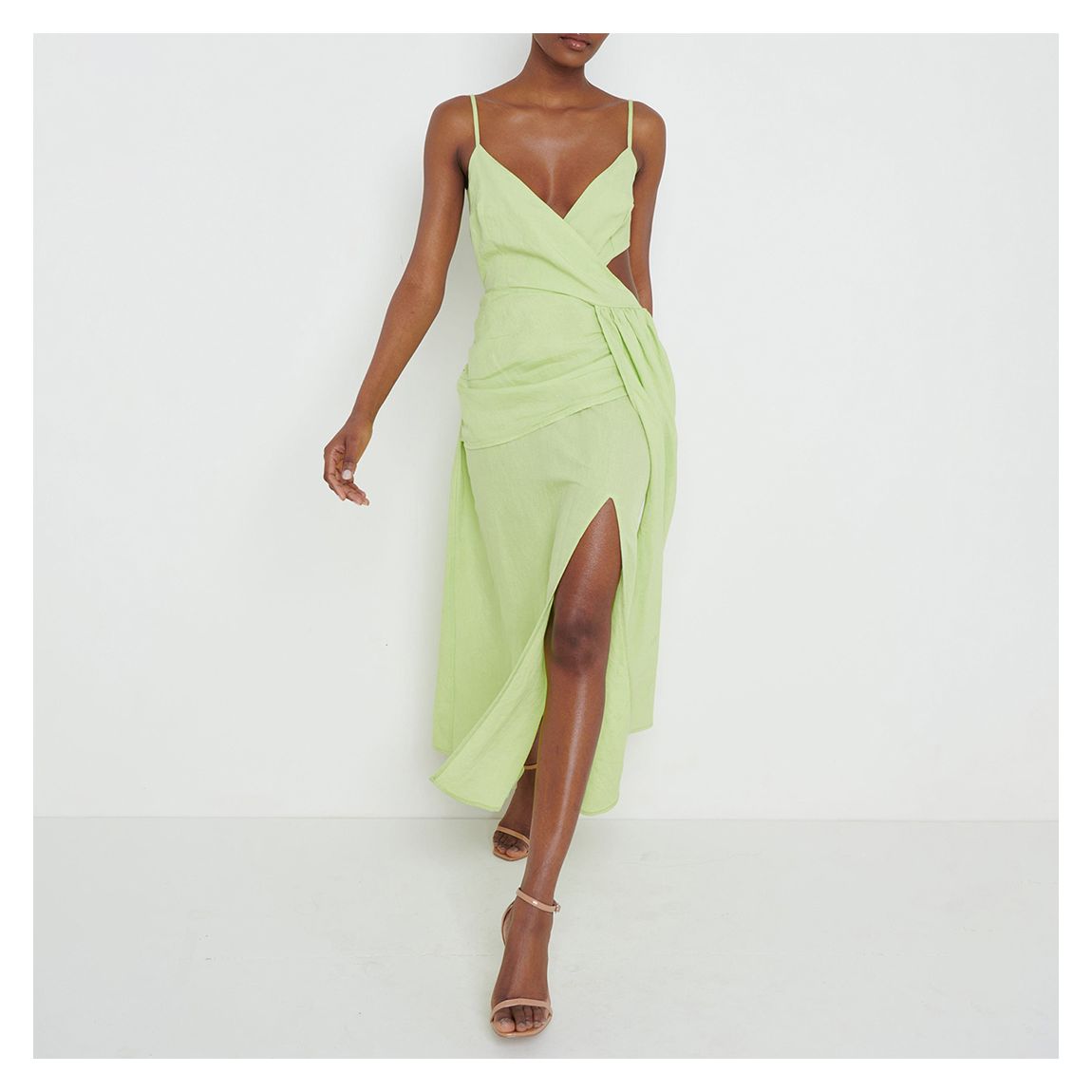 Lime Green Julian Drape Midaxi Dress main product photo