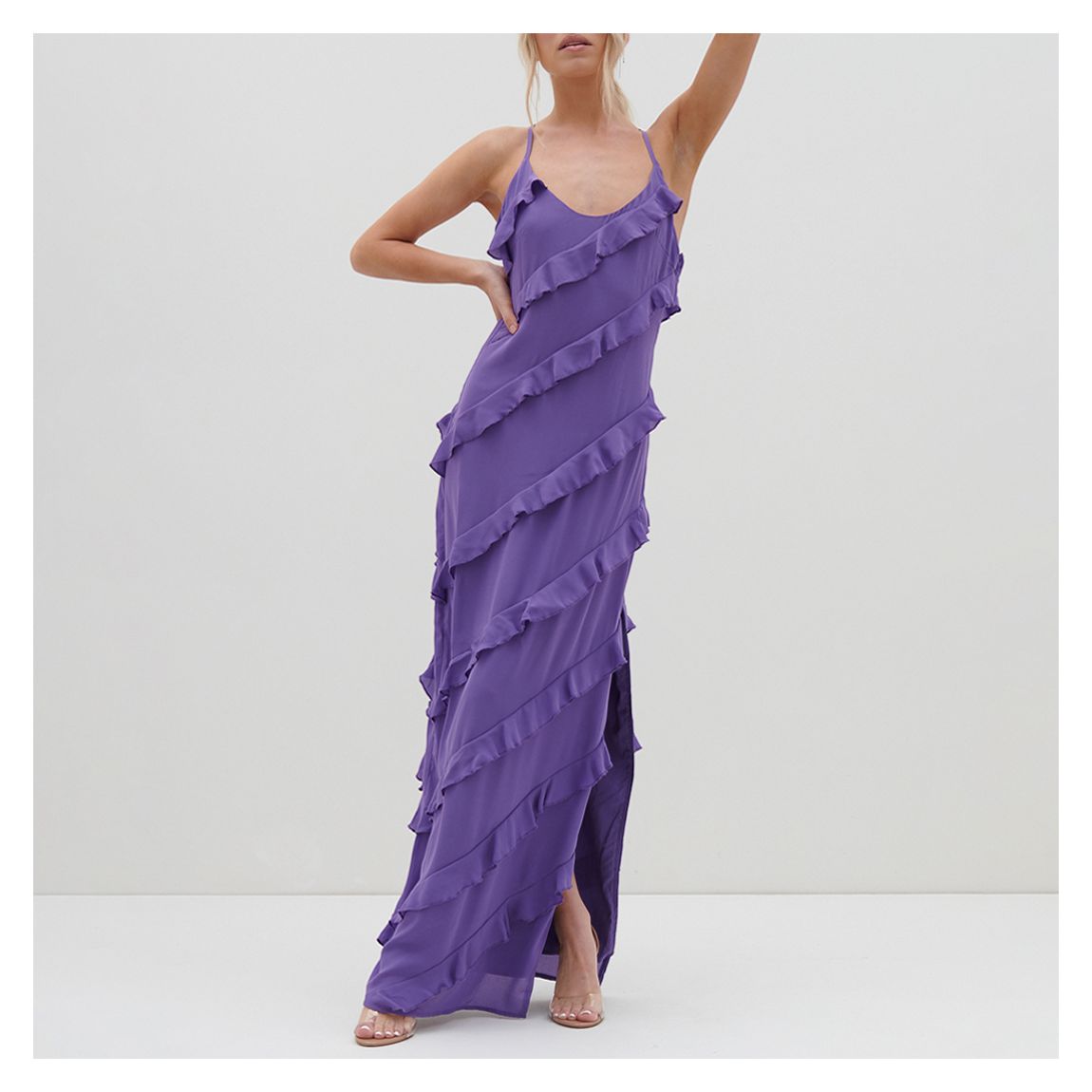 Purple Harper Ruffle Maxi Dress main product photo