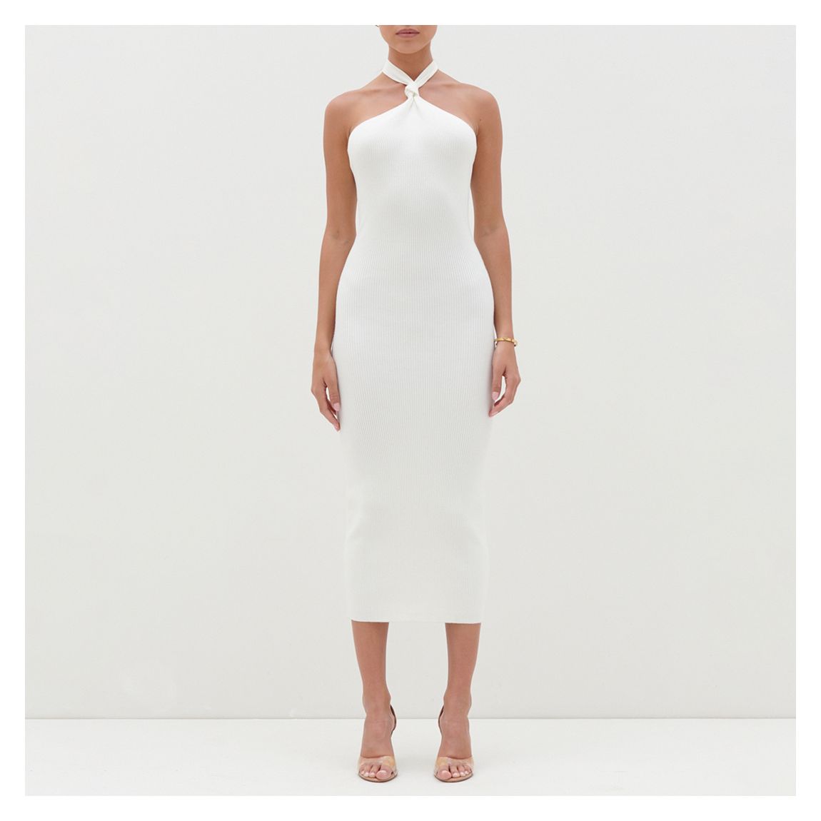 White Kate Knot Midaxi Knit Dress main product photo