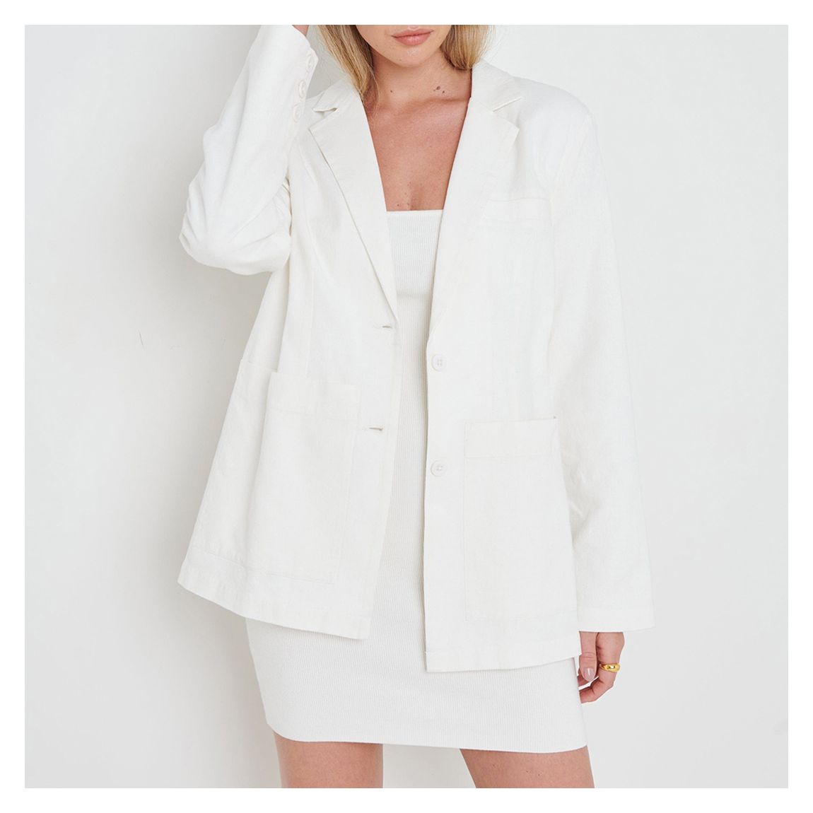 Cream Dylan Dad Linen Blazer main product photo
