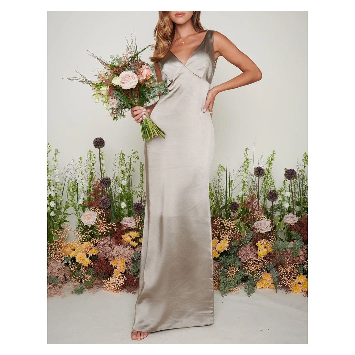 Olive Grey Piper Maxi Bridesmaid Dress main product photo