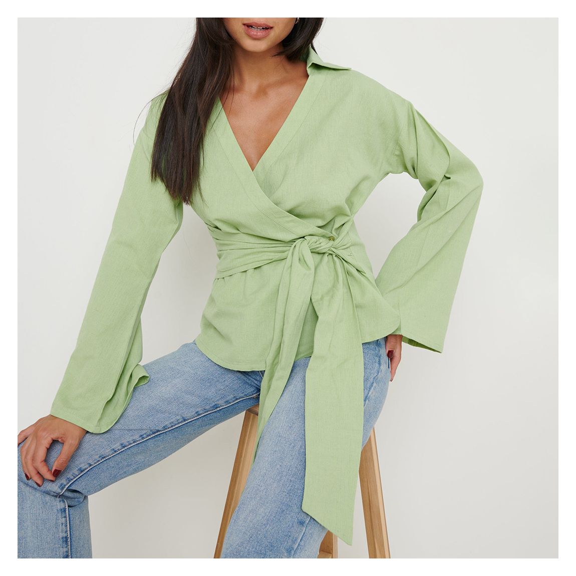 Mint Louis Linen Wrap Blouse main product photo