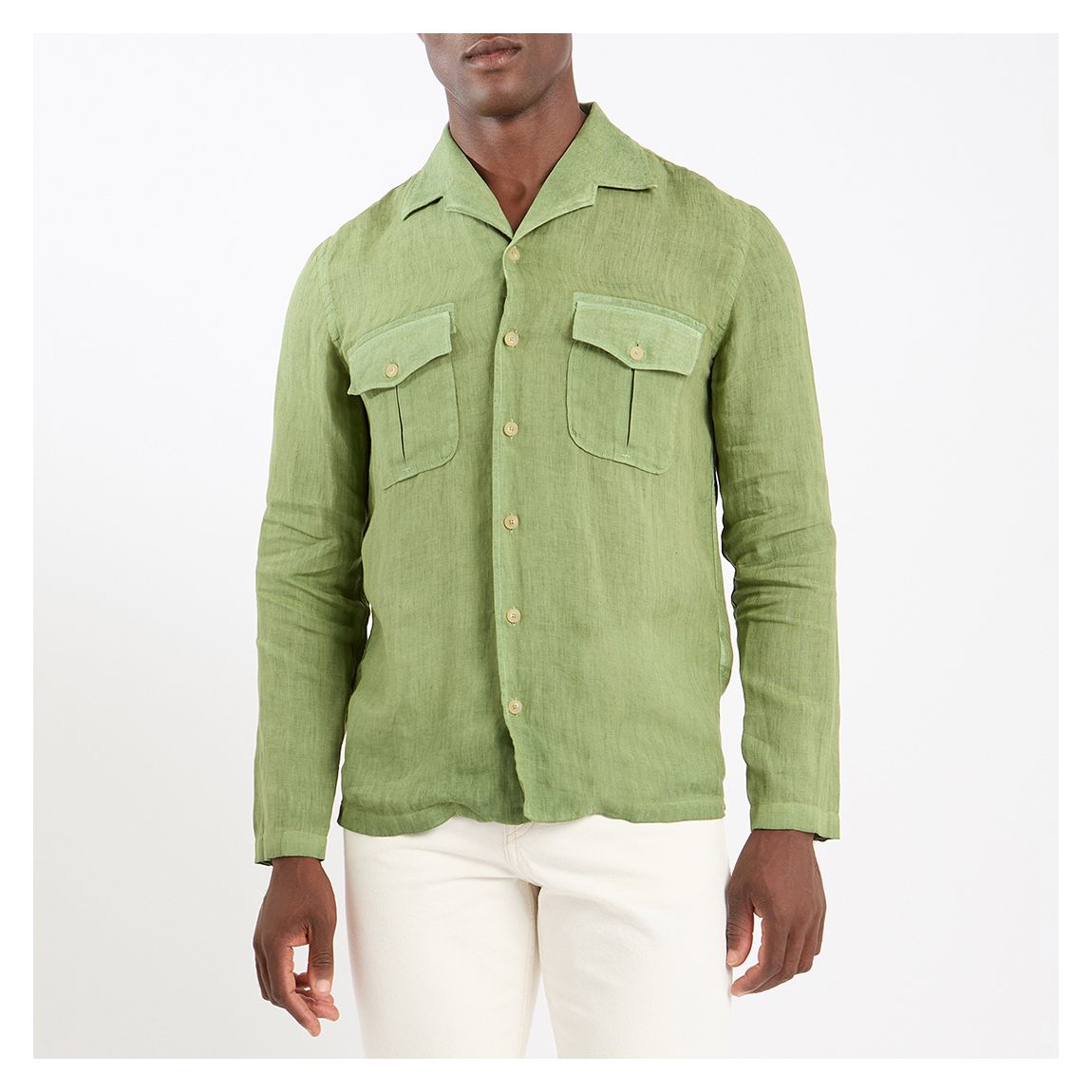Green Long Sleeve Linen Shirt main product photo