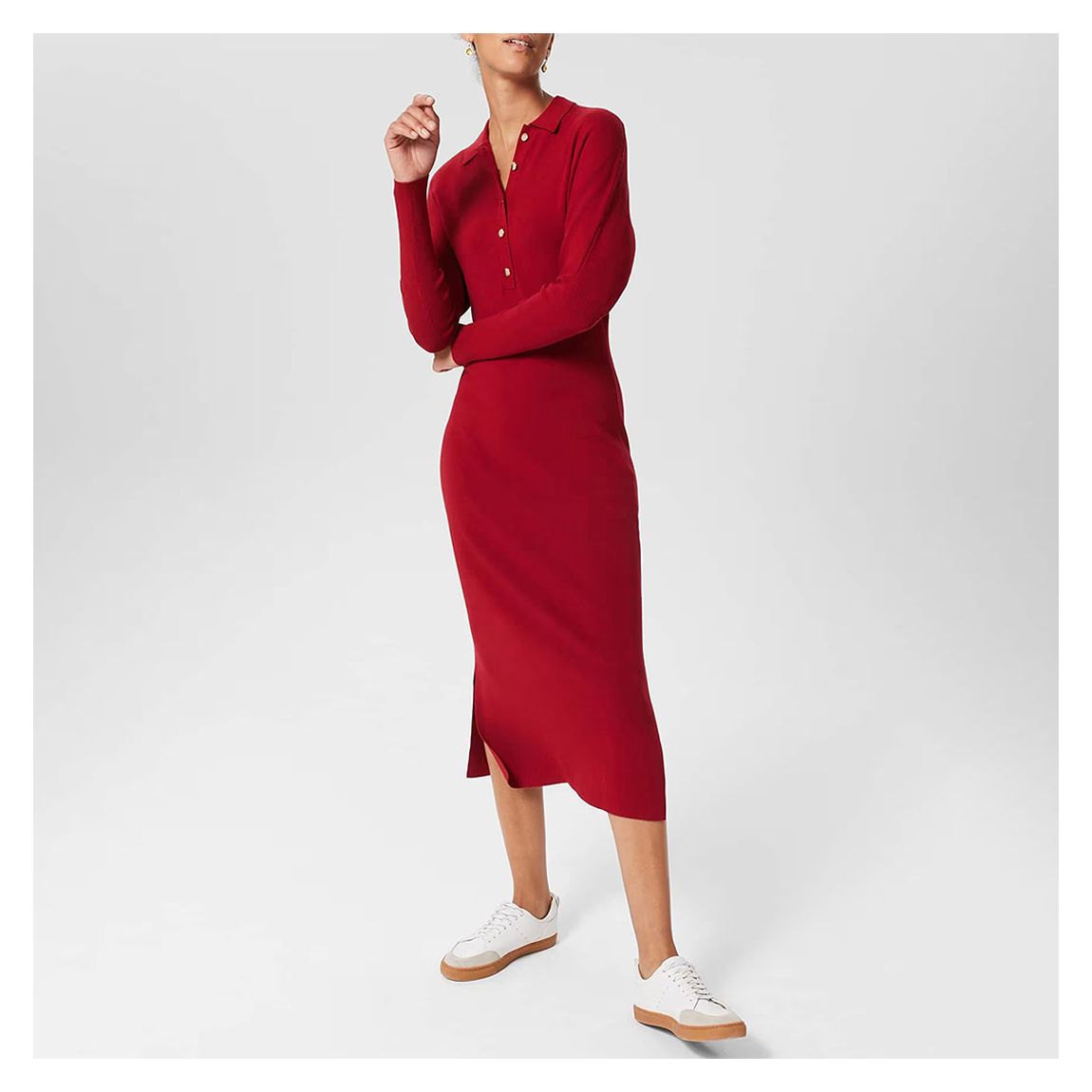 Red Arabelle Knitted Midi Dress main product photo