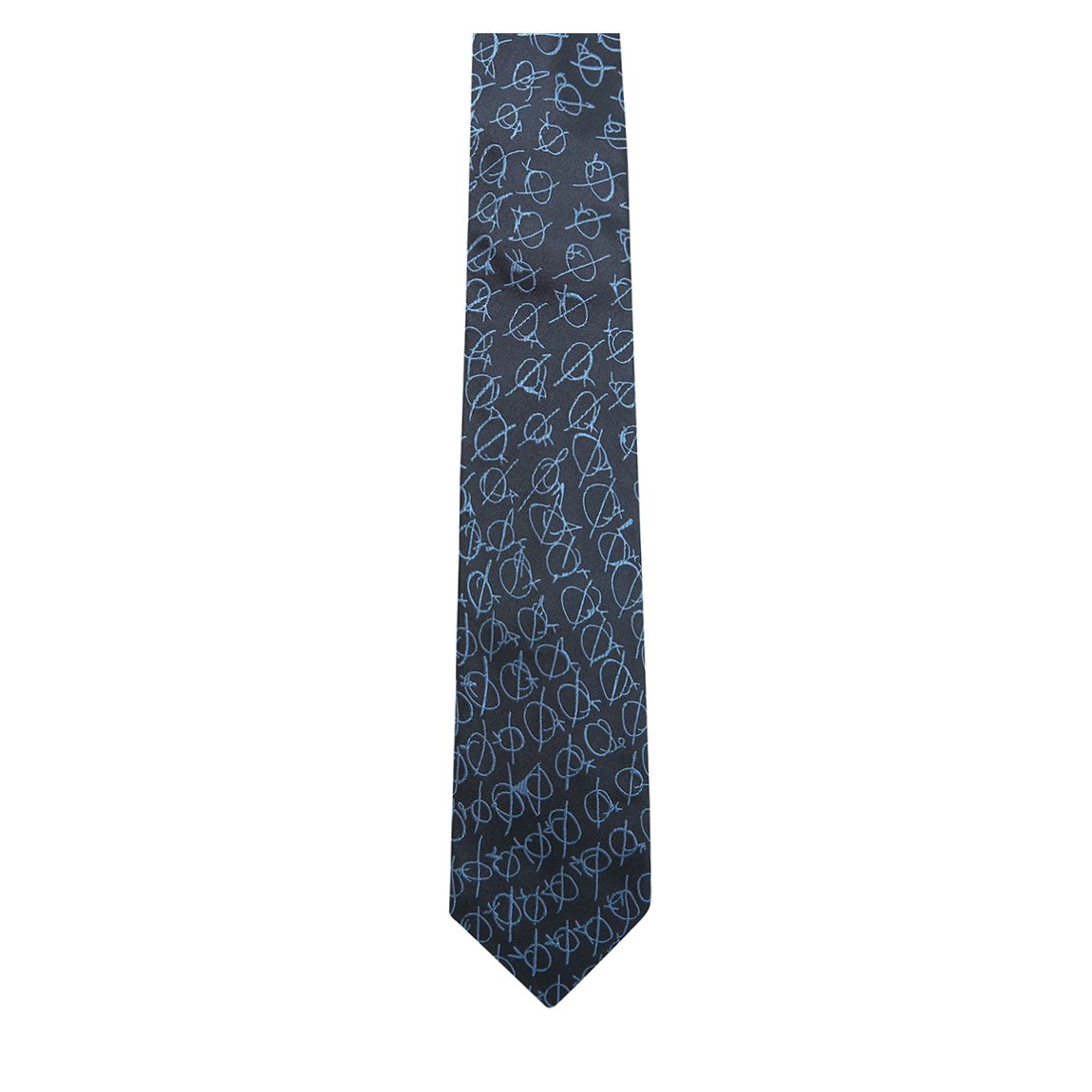 Navy Blue Cropped Pencil Orb Jacquard Tie main product photo