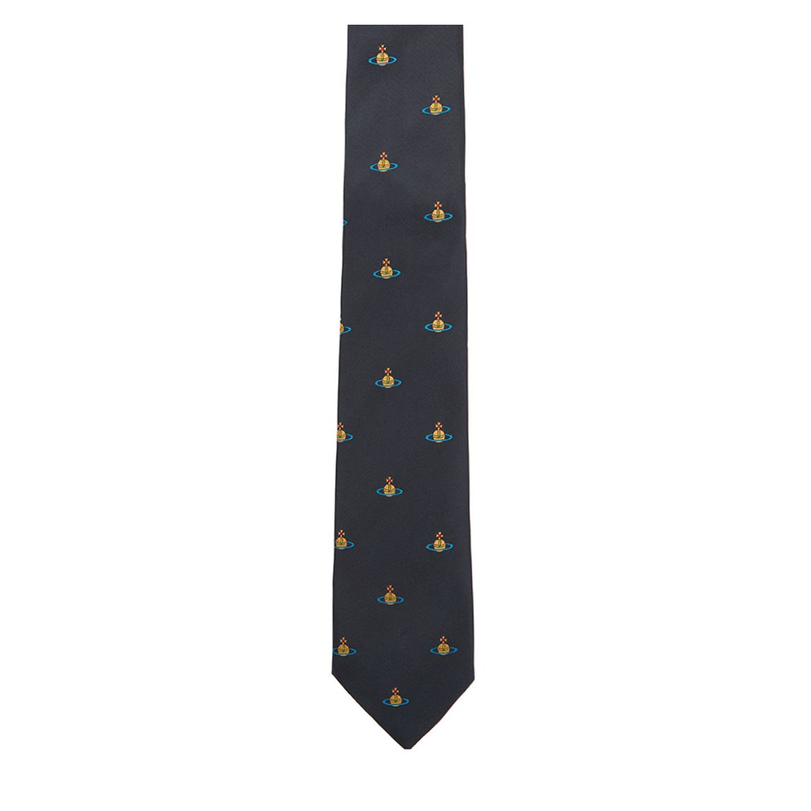 Dark Blue Multicolour Orb Allover Jacquard Tie main product photo