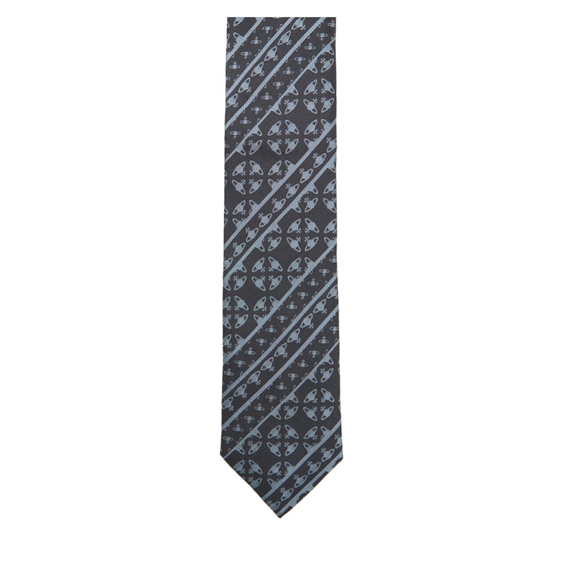 Navy Blue Solid Orb Stripe Jacquard Tie main product photo