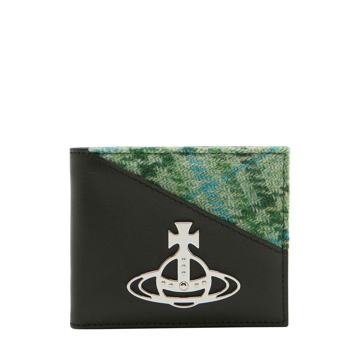 Black/Green Tartan Smooth Leather Aran Cards Wallet main product photo
