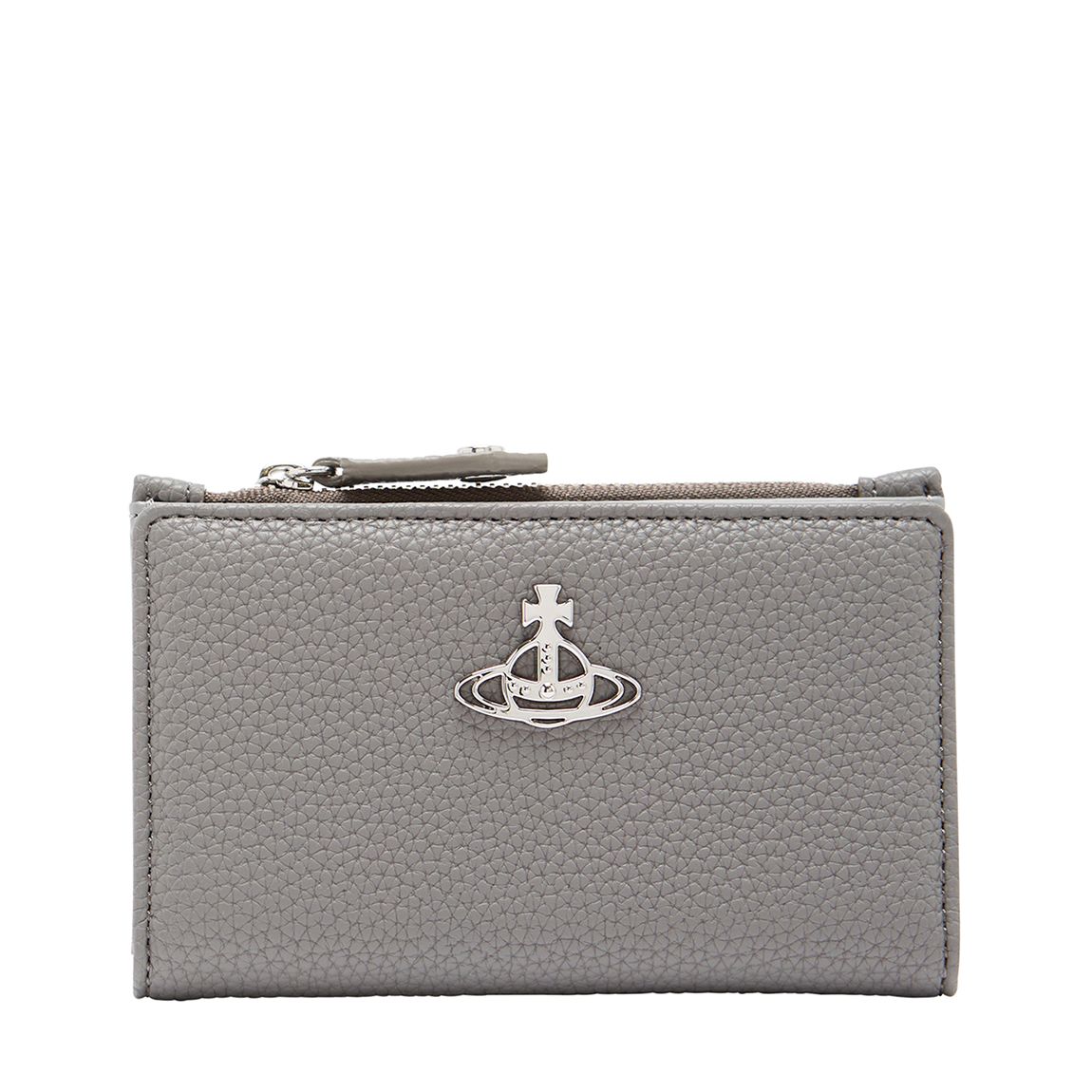 Grey Vegan Grain Leather Johanna Slim Flap Card Holder main product photo