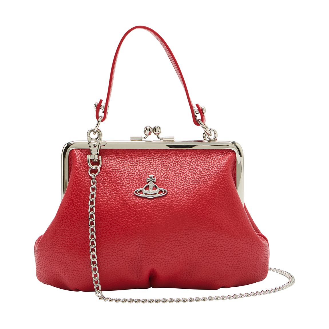 Red Vegan Grain Leather Johanna Frame Purse main product photo