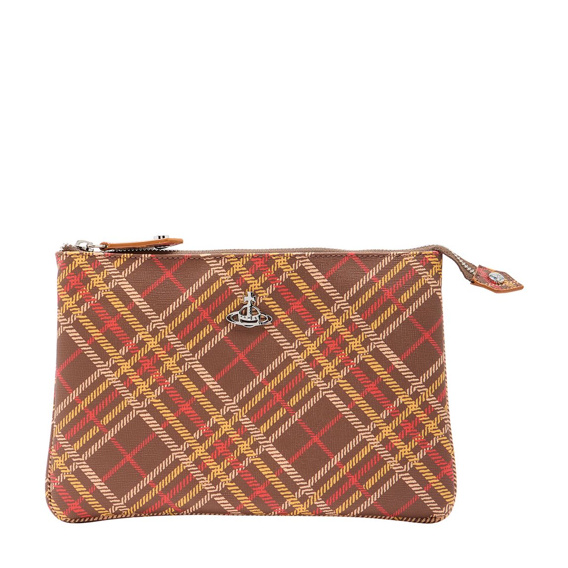 Brown/Tartan Coated Canvas Derby Top Zip Purse main product photo