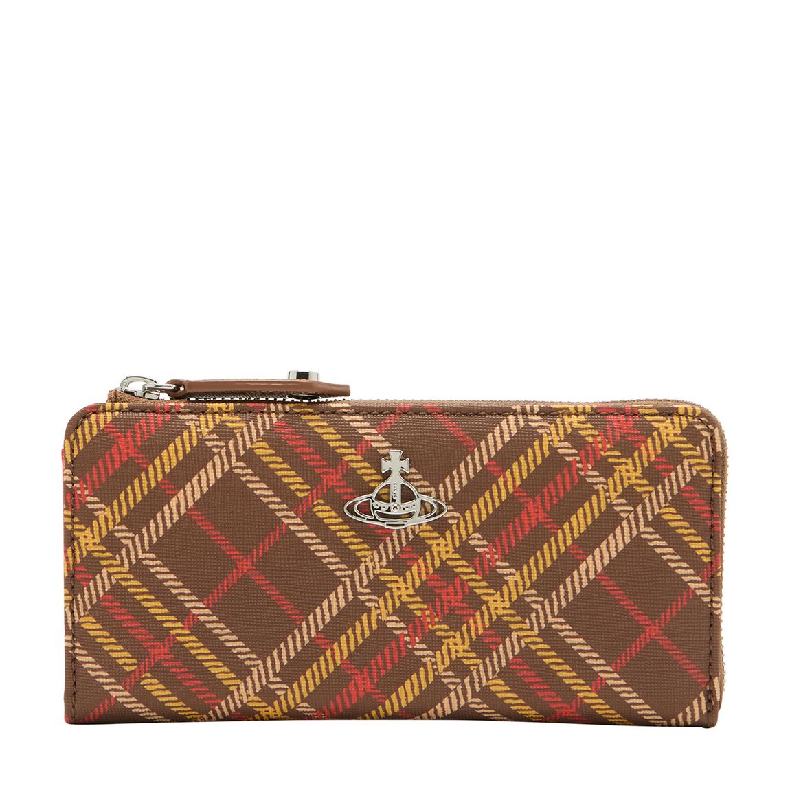 Brown/Tartan Coated Canvas Derby Zip Wallet main product photo